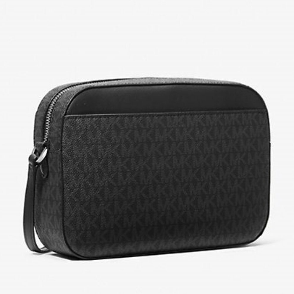 NWT Michael Kors Jet Set Large Logo Crossbody Bag Black Silver 35S1STTC9B - Picture 3 of 7